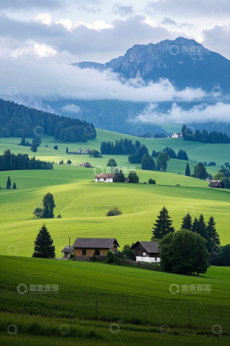 高清大图下载【趣麦麦图】山间绿色田园风光