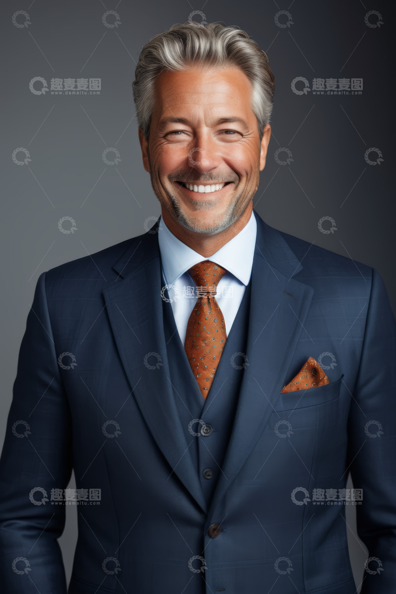 高清大图下载【趣麦麦图】穿着西装微笑的商务男士