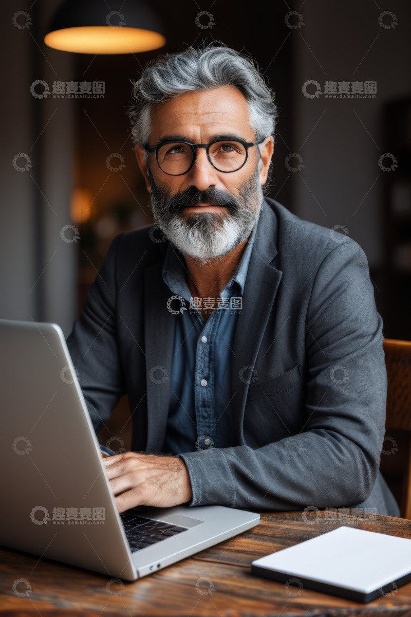 高清大图下载【趣麦麦图】商务男士使用笔记本电脑办公