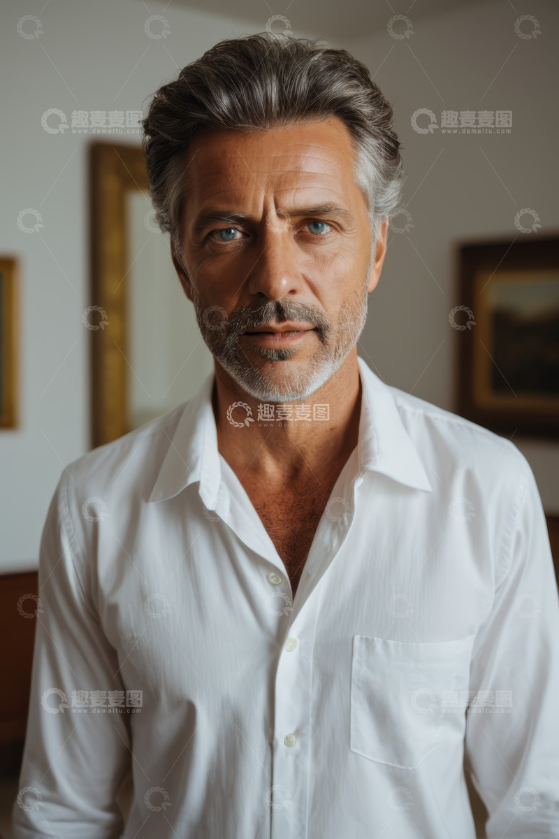 高清大图下载【趣麦麦图】成熟男士室内肖像特写
