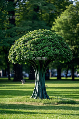 公园中造型独特的绿树