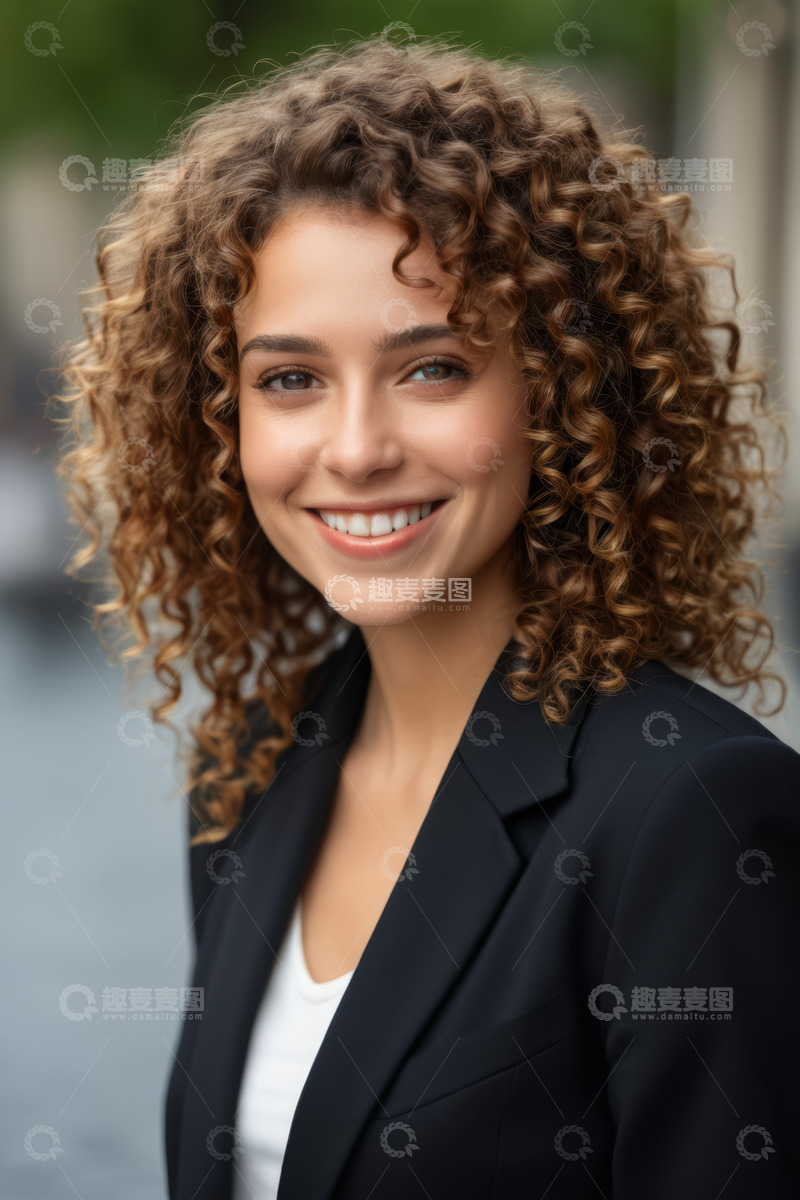 高清大图下载【趣麦麦图】微笑卷发职业女性肖像