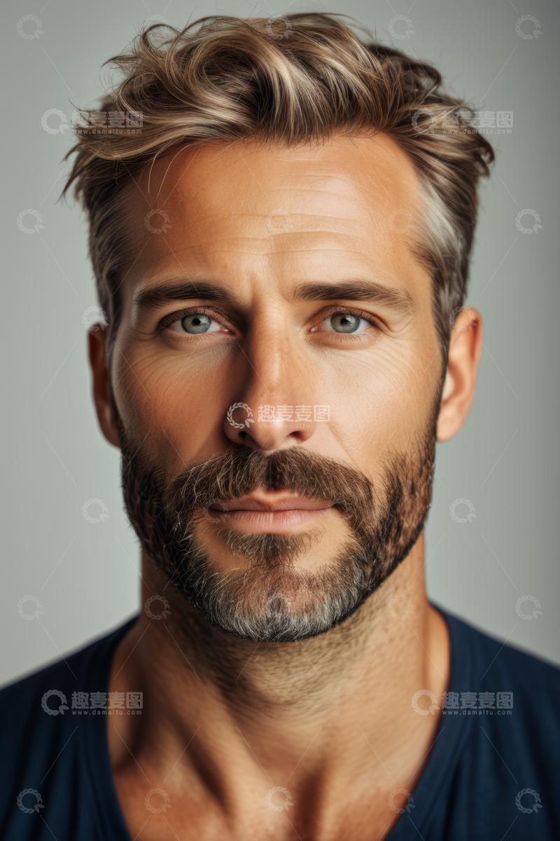 高清大图下载【趣麦麦图】成年男性面部特写肖像