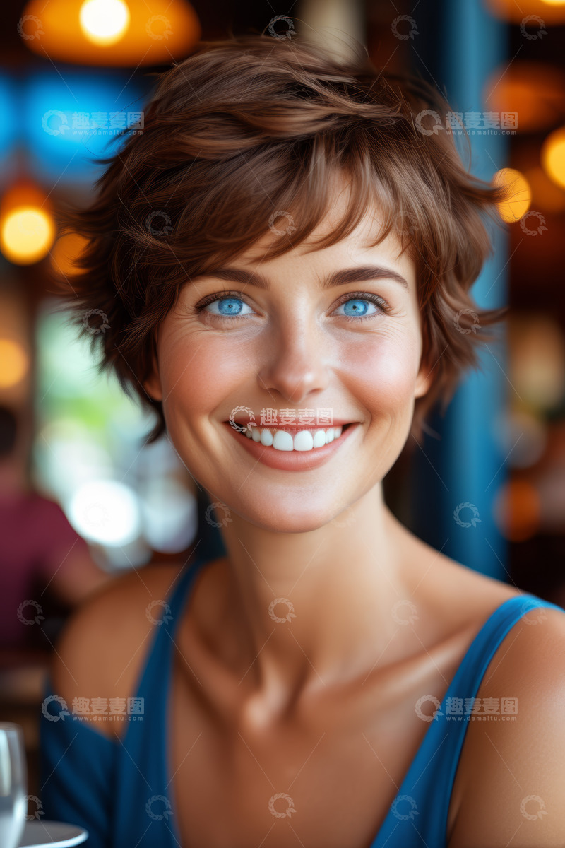 高清大图下载【趣麦麦图】微笑女人近景肖像