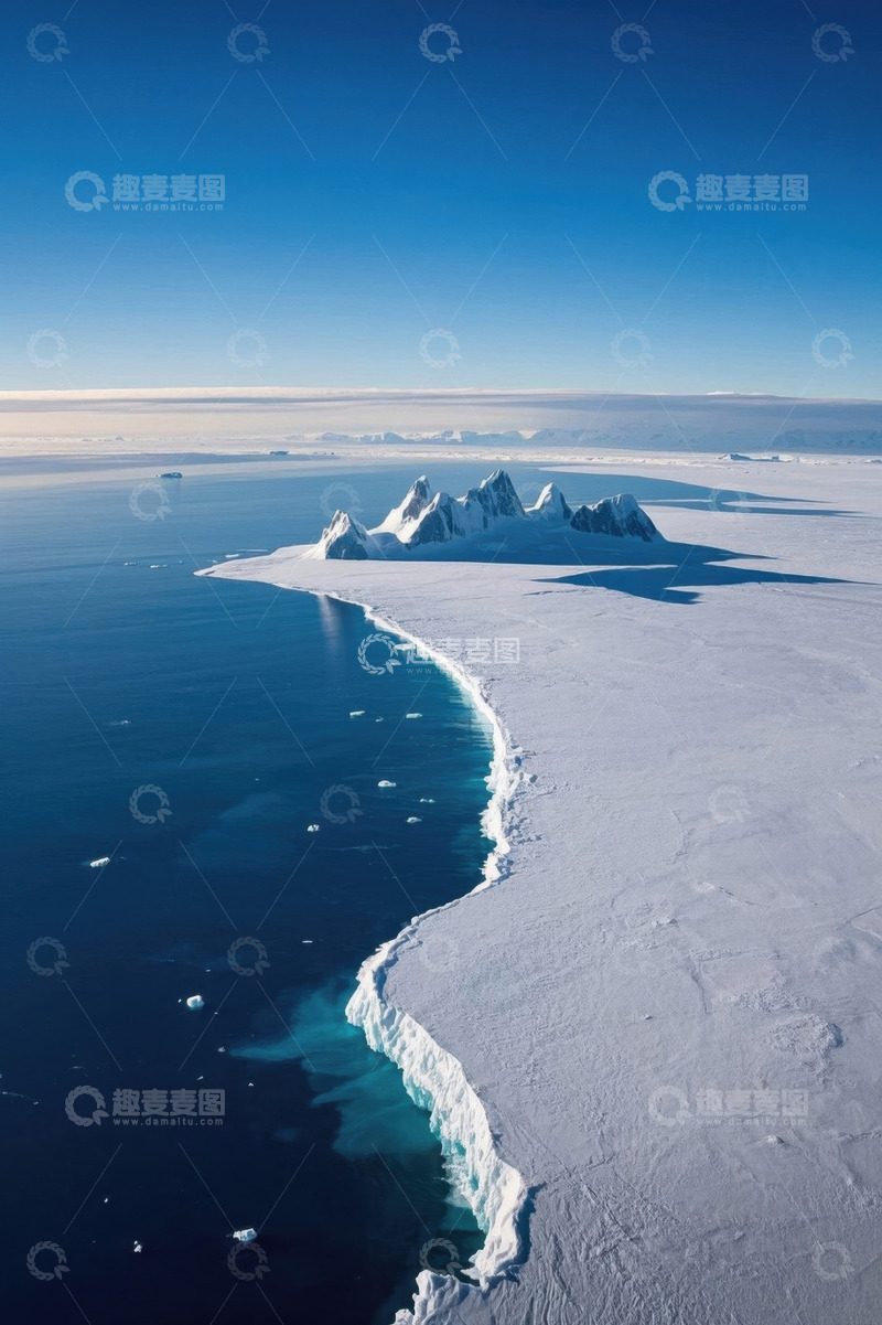 高清大图下载【趣麦麦图】冰川海洋高空俯瞰全景