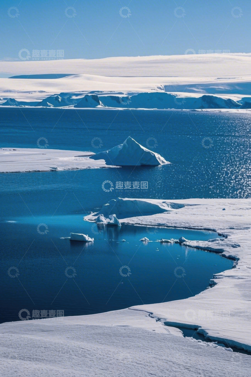 高清大图下载【趣麦麦图】极地海洋中的冰山景观