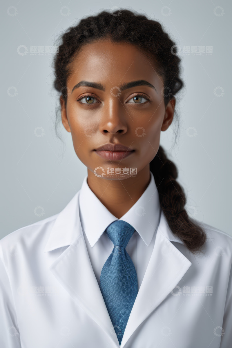 高清大图下载【趣麦麦图】穿白大褂的女性正面肖像