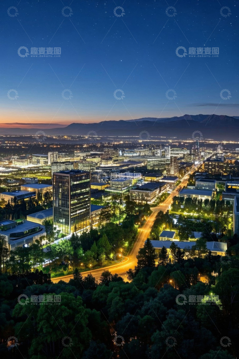 高清大图下载【趣麦麦图】城市夜景俯瞰全景