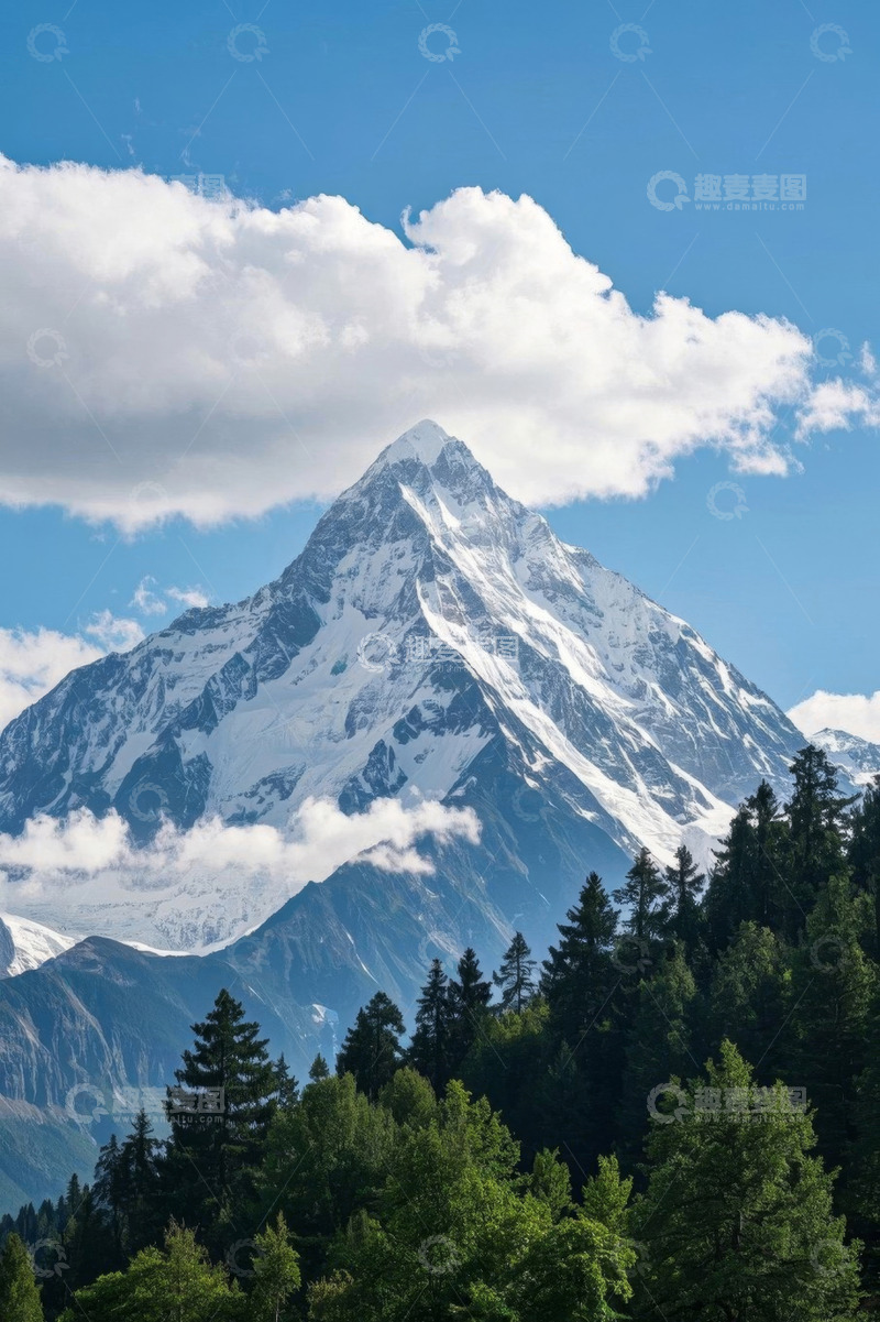 高清大图下载【趣麦麦图】雪山与森林自然风光