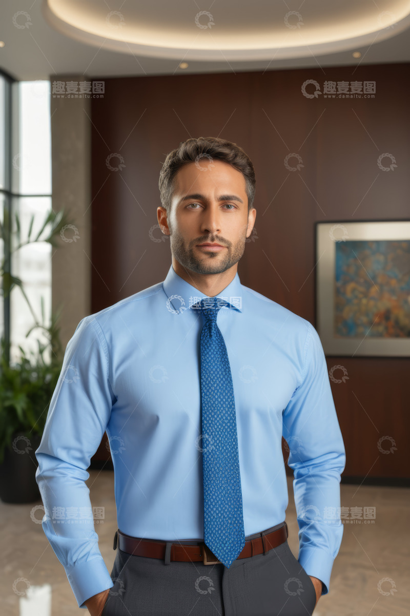 高清大图下载【趣麦麦图】商务男士办公室内正装肖像