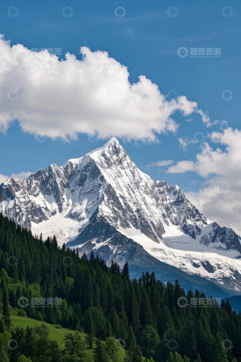 高清大图下载【趣麦麦图】雪山森林自然景观