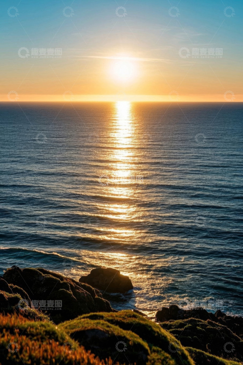 高清大图下载【趣麦麦图】海上日落自然景观