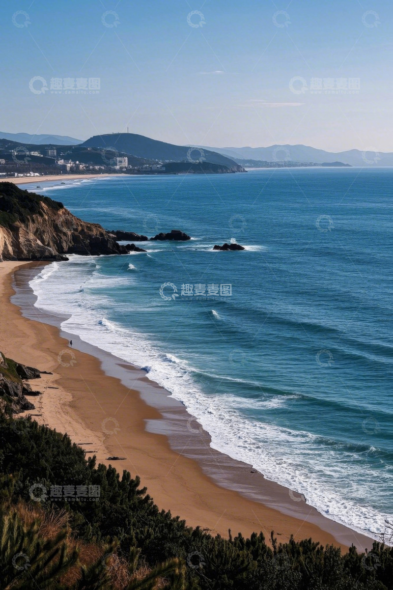 高清大图下载【趣麦麦图】海边沙滩与蓝色海洋景观