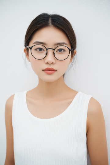戴眼镜女性半身肖像