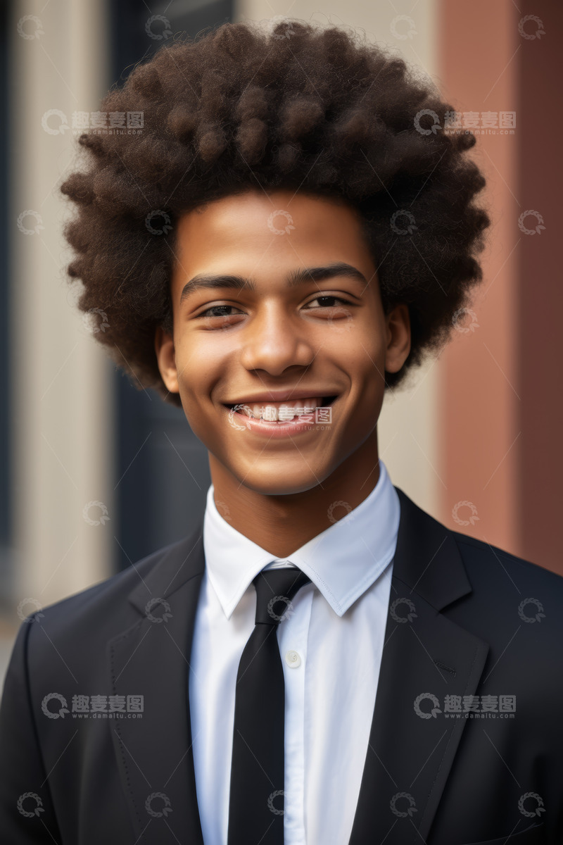 高清大图下载【趣麦麦图】穿着西装微笑的年轻男性肖像