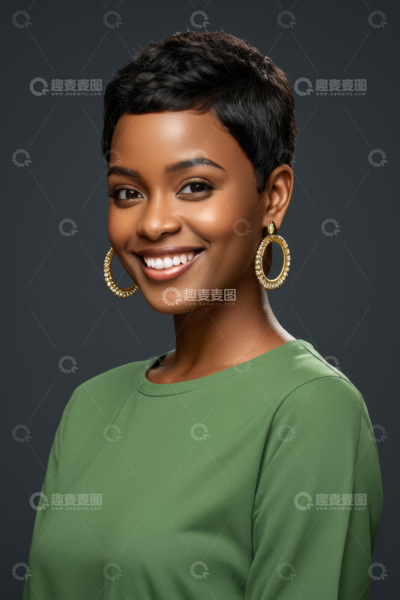 高清大图下载【趣麦麦图】微笑黑人女性肖像