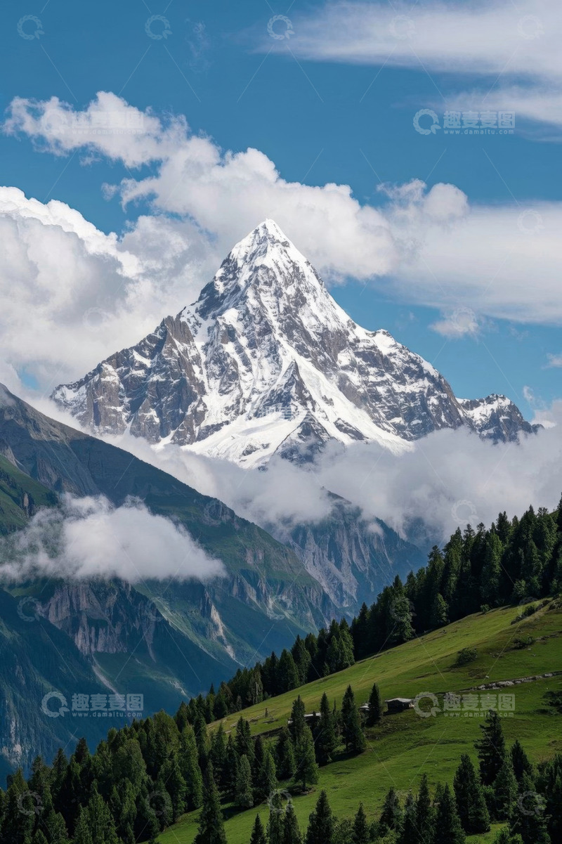 高清大图下载【趣麦麦图】雪山森林自然风光