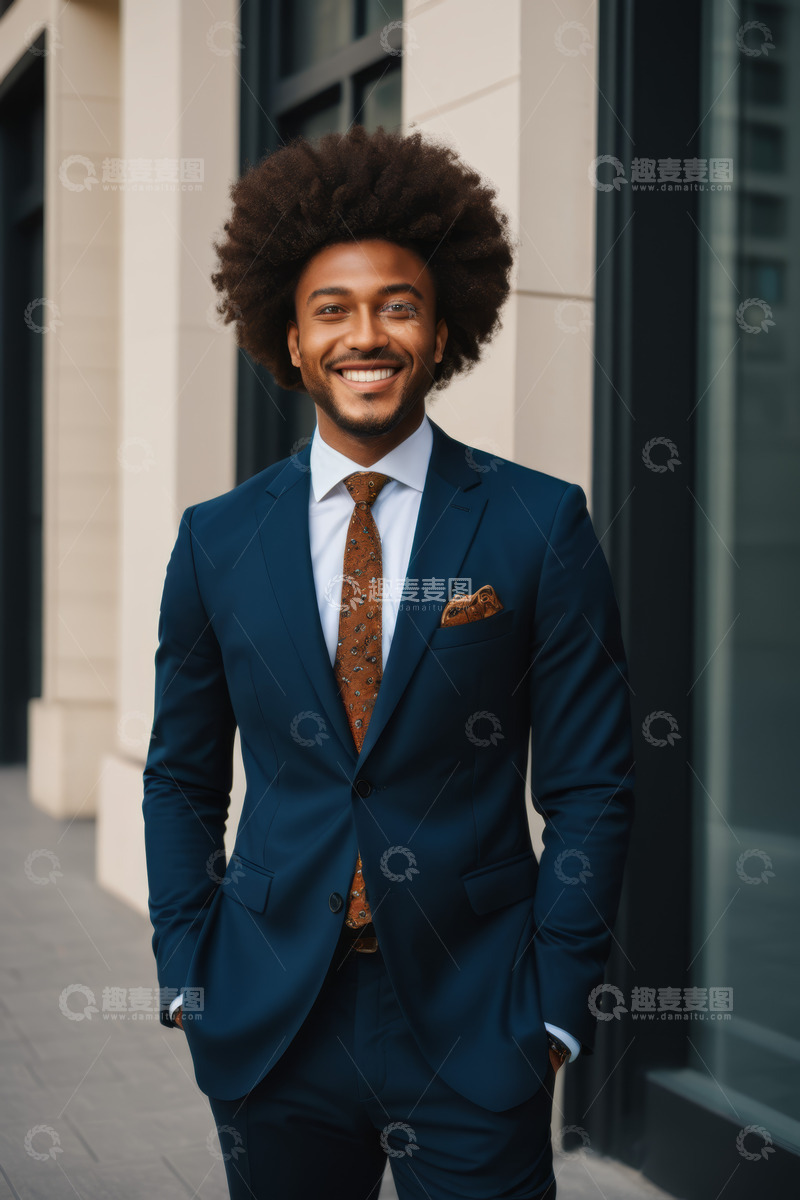 高清大图下载【趣麦麦图】身着西装的非洲裔男子肖像