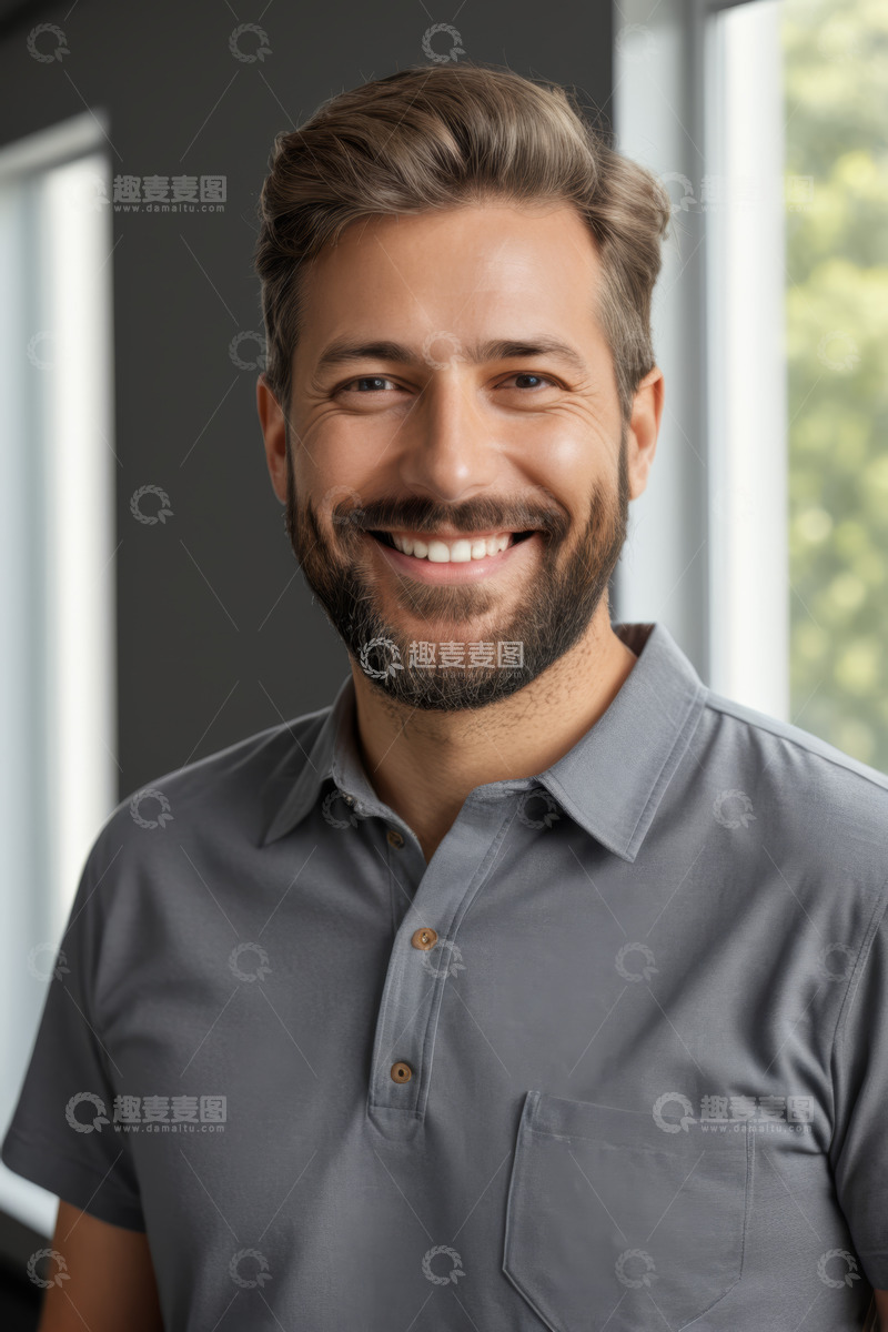 高清大图下载【趣麦麦图】微笑男士半身肖像