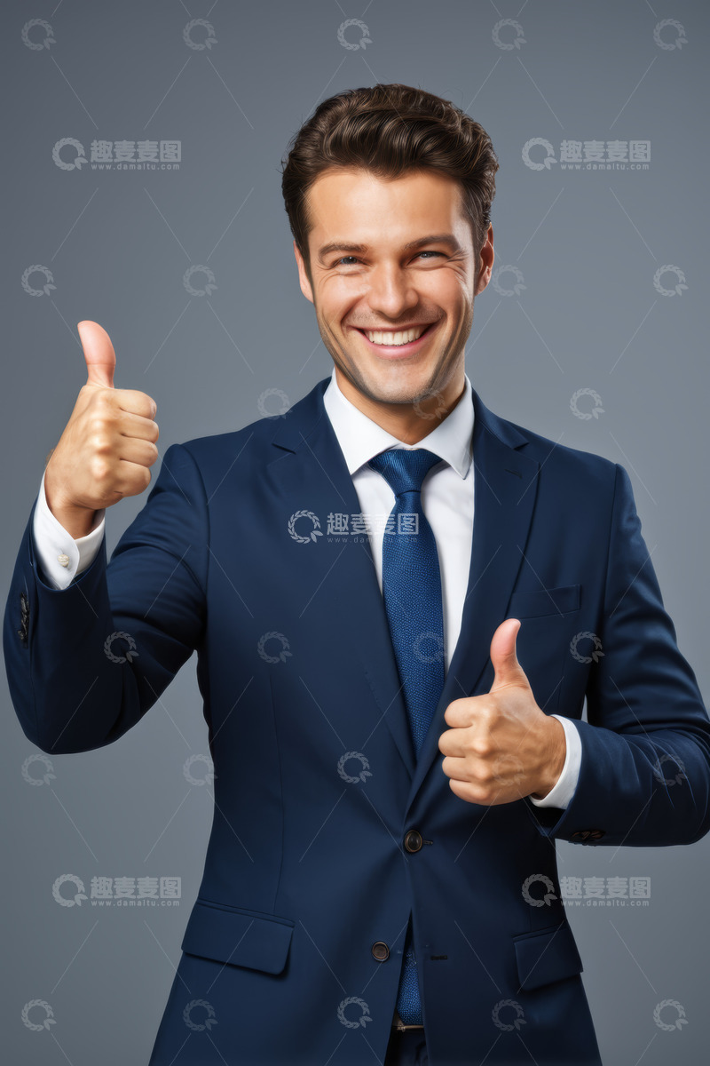 高清大图下载【趣麦麦图】西装男士竖大拇指