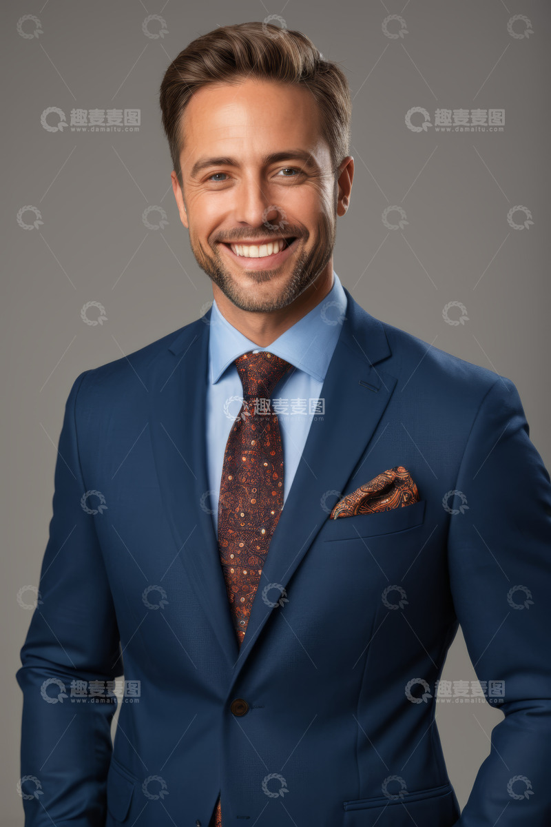 高清大图下载【趣麦麦图】身着西装微笑的商务男士