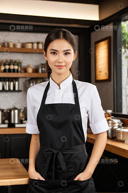 餐厅女服务员正面肖像