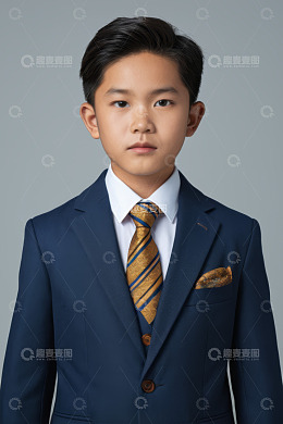穿西装的亚洲小男孩肖像