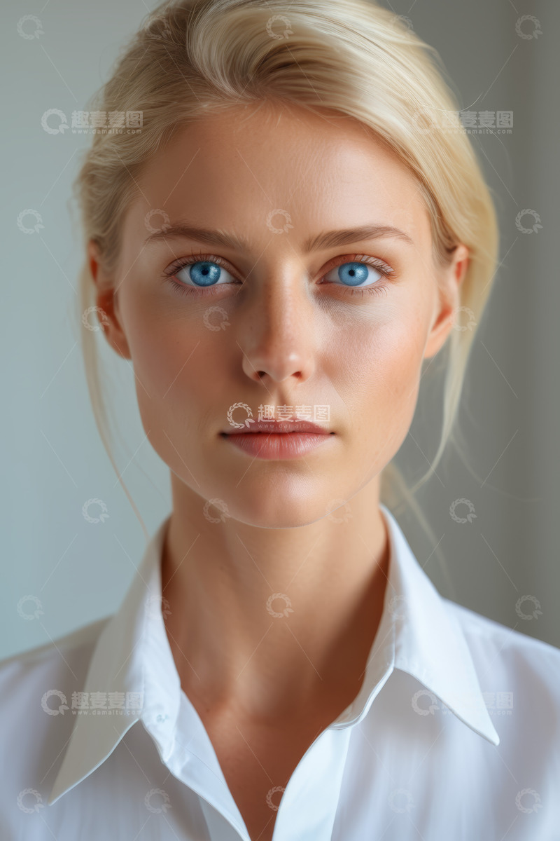 高清大图下载【趣麦麦图】金发蓝眼女性职业装肖像