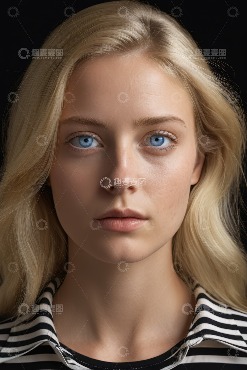 高清大图下载【趣麦麦图】金发蓝眼女孩面部特写