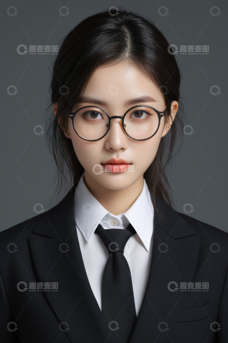 高清大图下载【趣麦麦图】职业装女性戴眼镜肖像