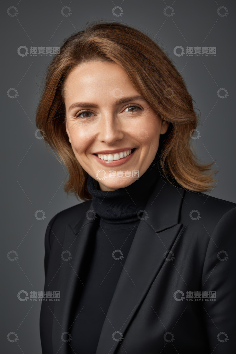高清大图下载【趣麦麦图】微笑女商人半身肖像