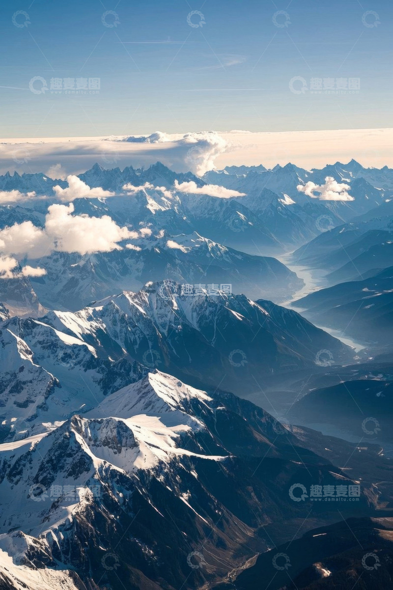 高清大图下载【趣麦麦图】雪山云海高空俯瞰景观