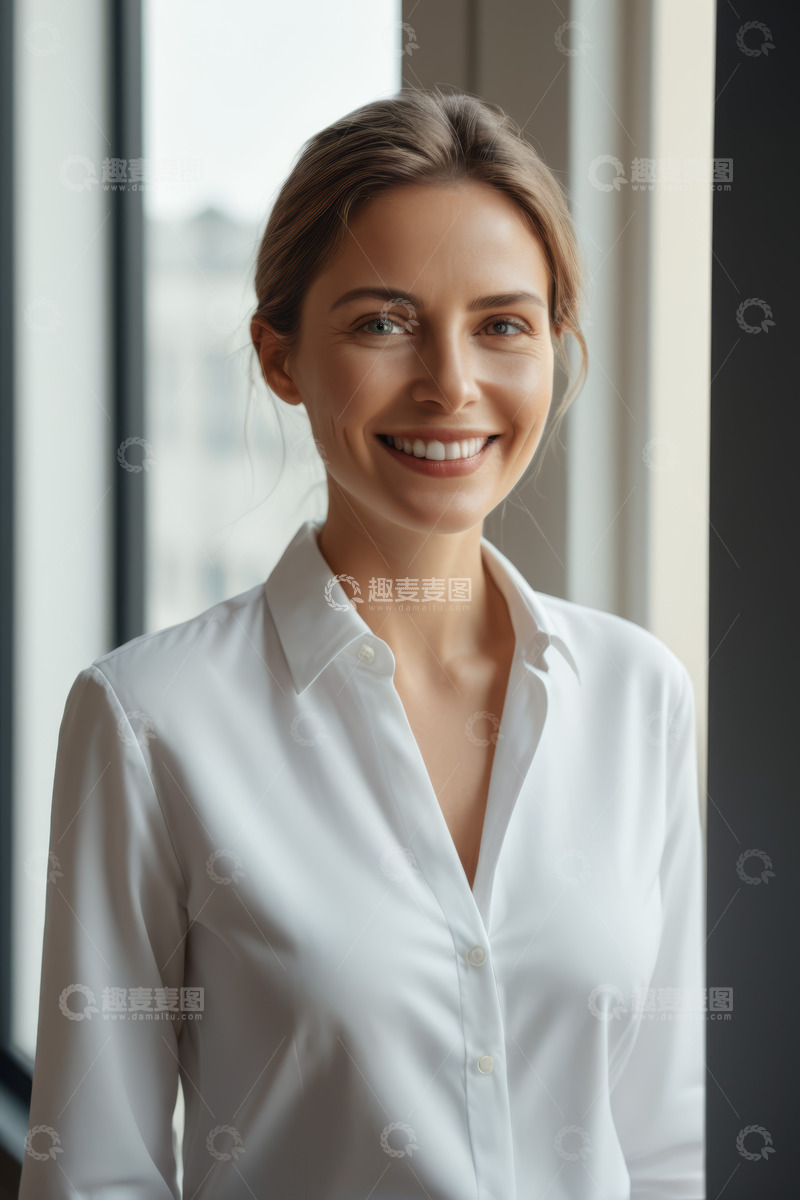 高清大图下载【趣麦麦图】微笑女商人办公室肖像