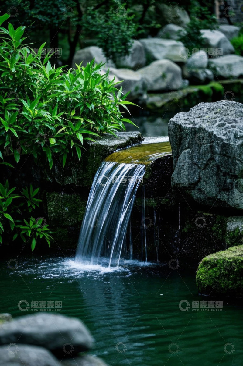 高清大图下载【趣麦麦图】园林景观中的流水小景