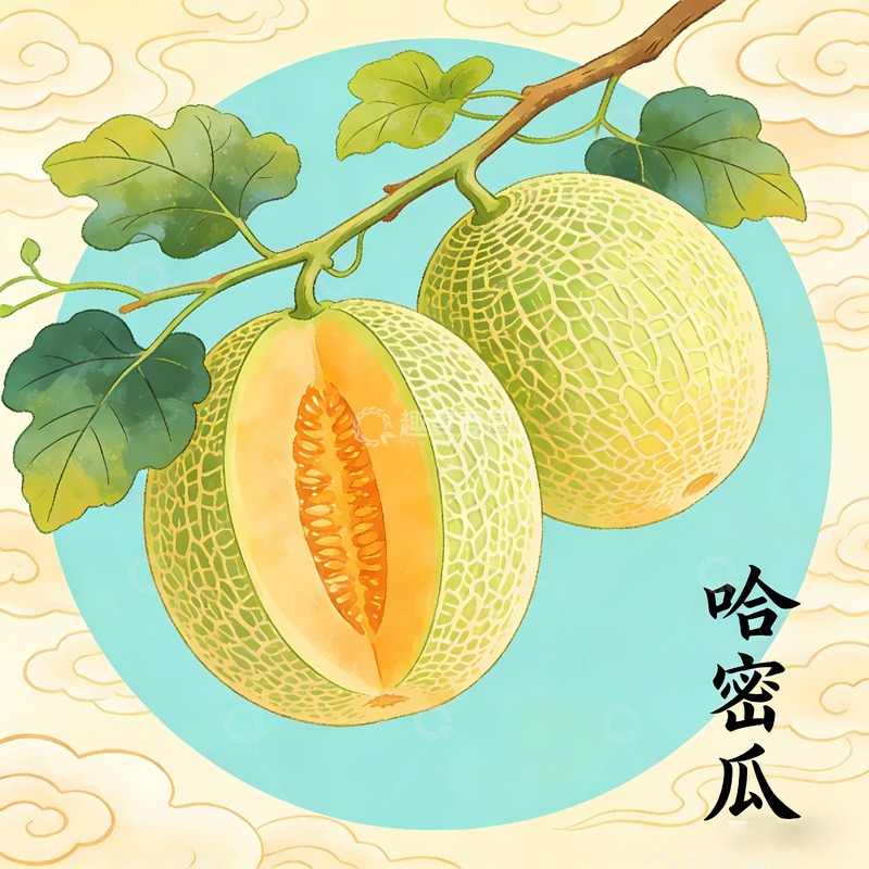 高清大图下载【趣麦麦图】哈密瓜插画手绘