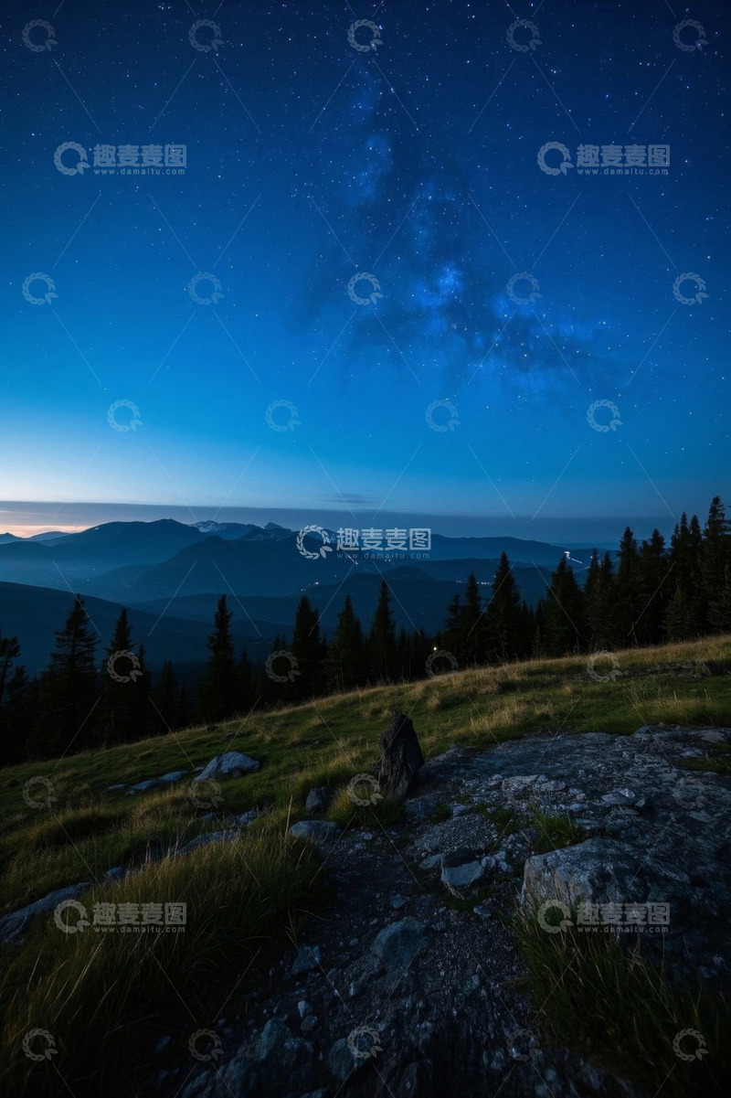 高清大图下载【趣麦麦图】山间星空夜景自然风光