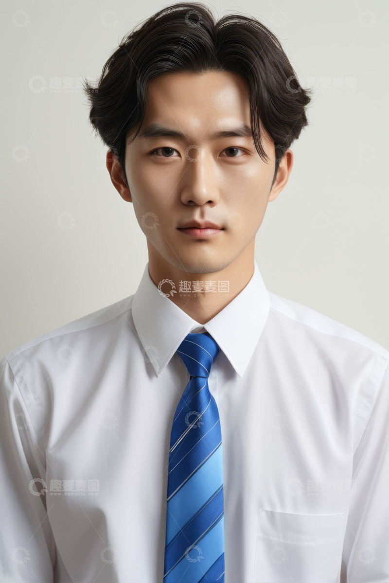 高清大图下载【趣麦麦图】穿衬衫打领带男士正面肖像