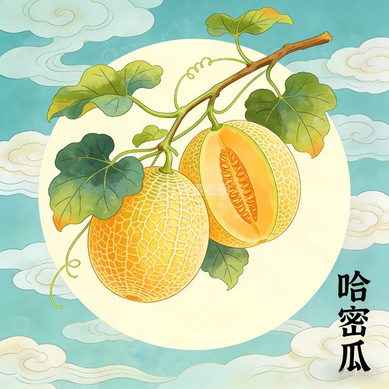 高清大图下载【趣麦麦图】哈密瓜插画图片