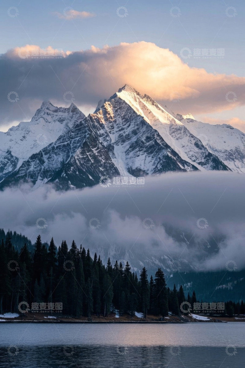 高清大图下载【趣麦麦图】雪山湖泊森林自然景观