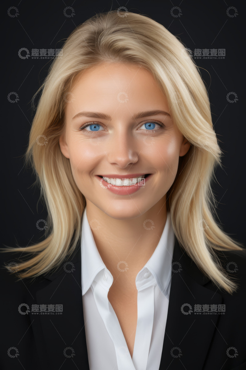 高清大图下载【趣麦麦图】金发商务女性微笑肖像