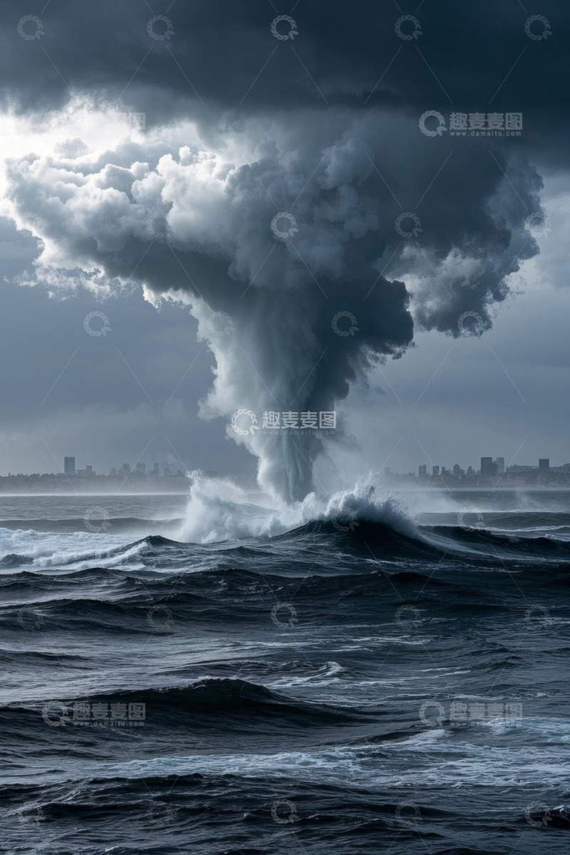 高清大图下载【趣麦麦图】海面上的龙卷风自然景观