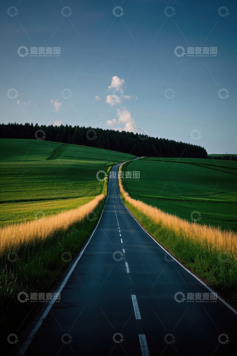 高清大图下载【趣麦麦图】田野间的蜿蜒公路