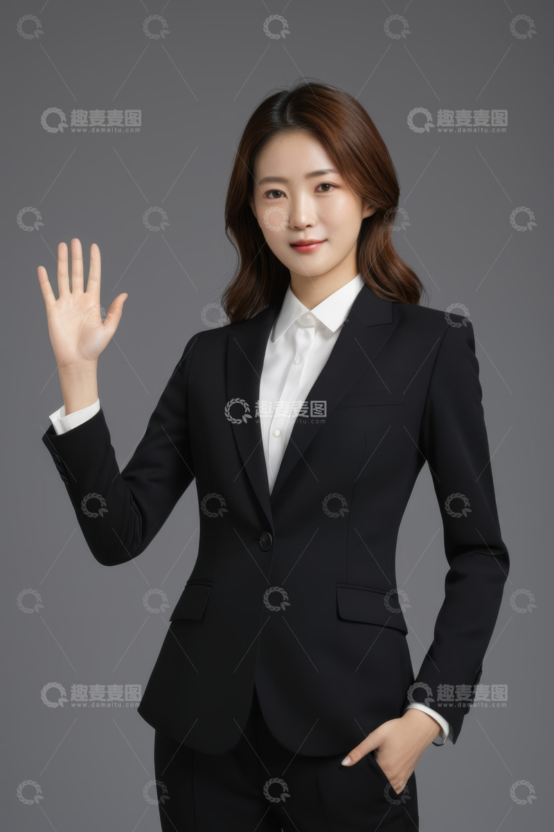 高清大图下载【趣麦麦图】商务女性挥手示意