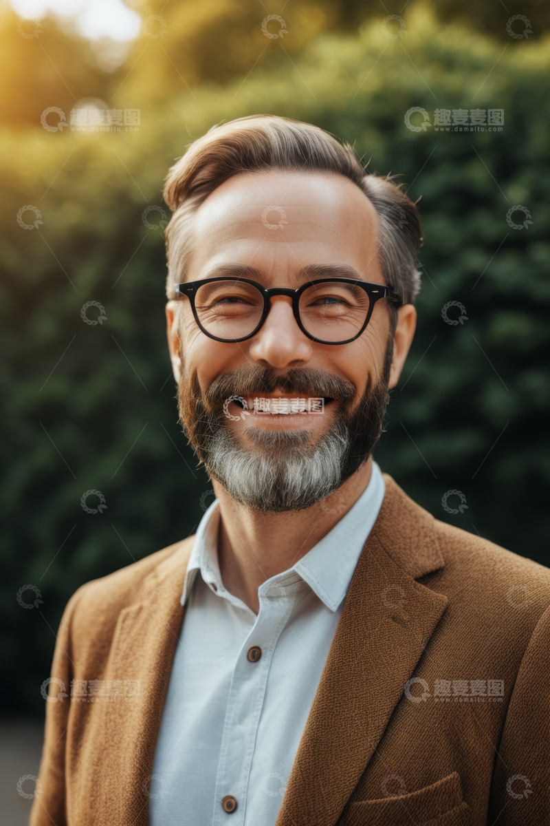 高清大图下载【趣麦麦图】户外微笑的成熟男士