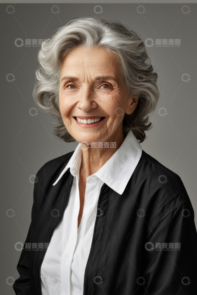 高清大图下载【趣麦麦图】微笑老年女性肖像