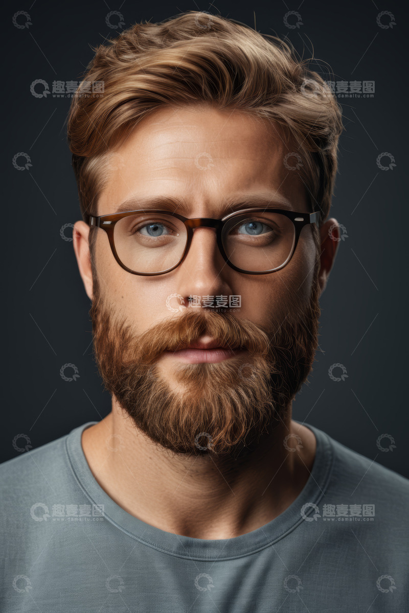 高清大图下载【趣麦麦图】戴眼镜男子面部特写