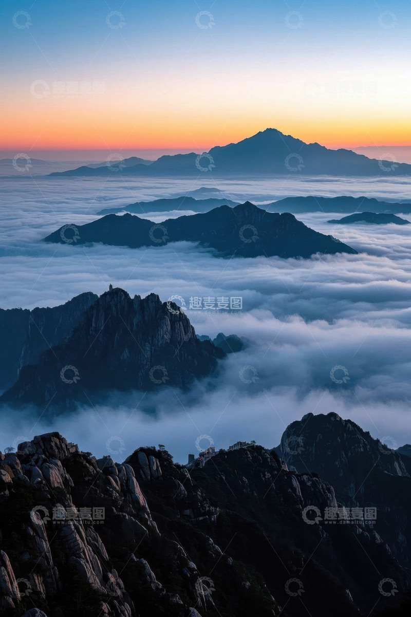 高清大图下载【趣麦麦图】黄山云海日出景观