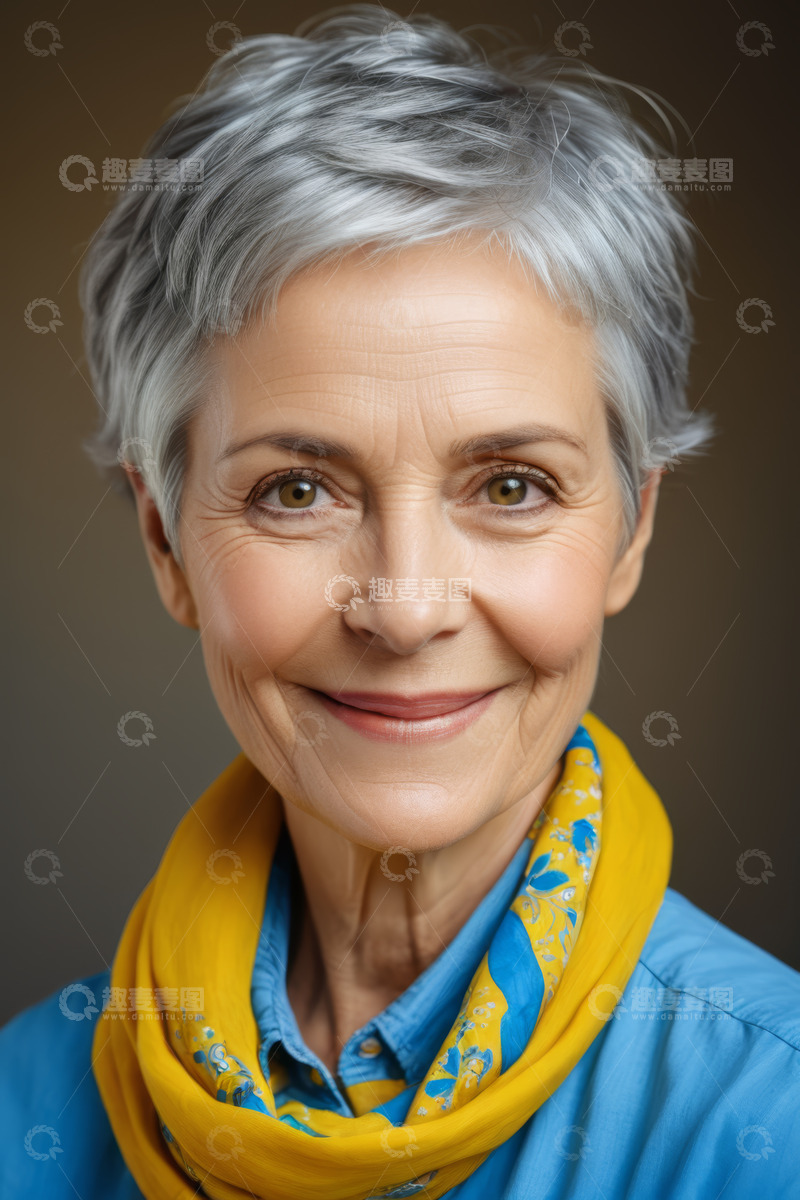 高清大图下载【趣麦麦图】微笑老年女性人物肖像