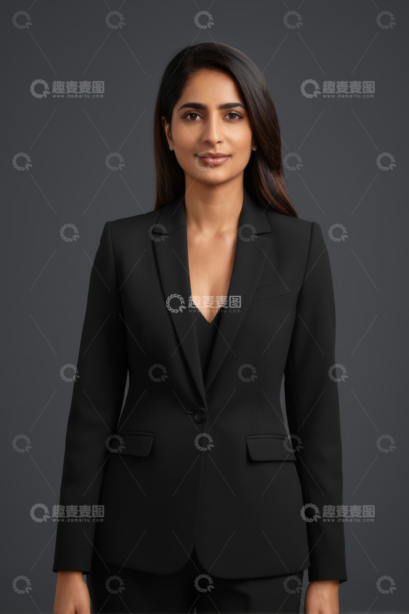 高清大图下载【趣麦麦图】身着黑色西装的职业女性