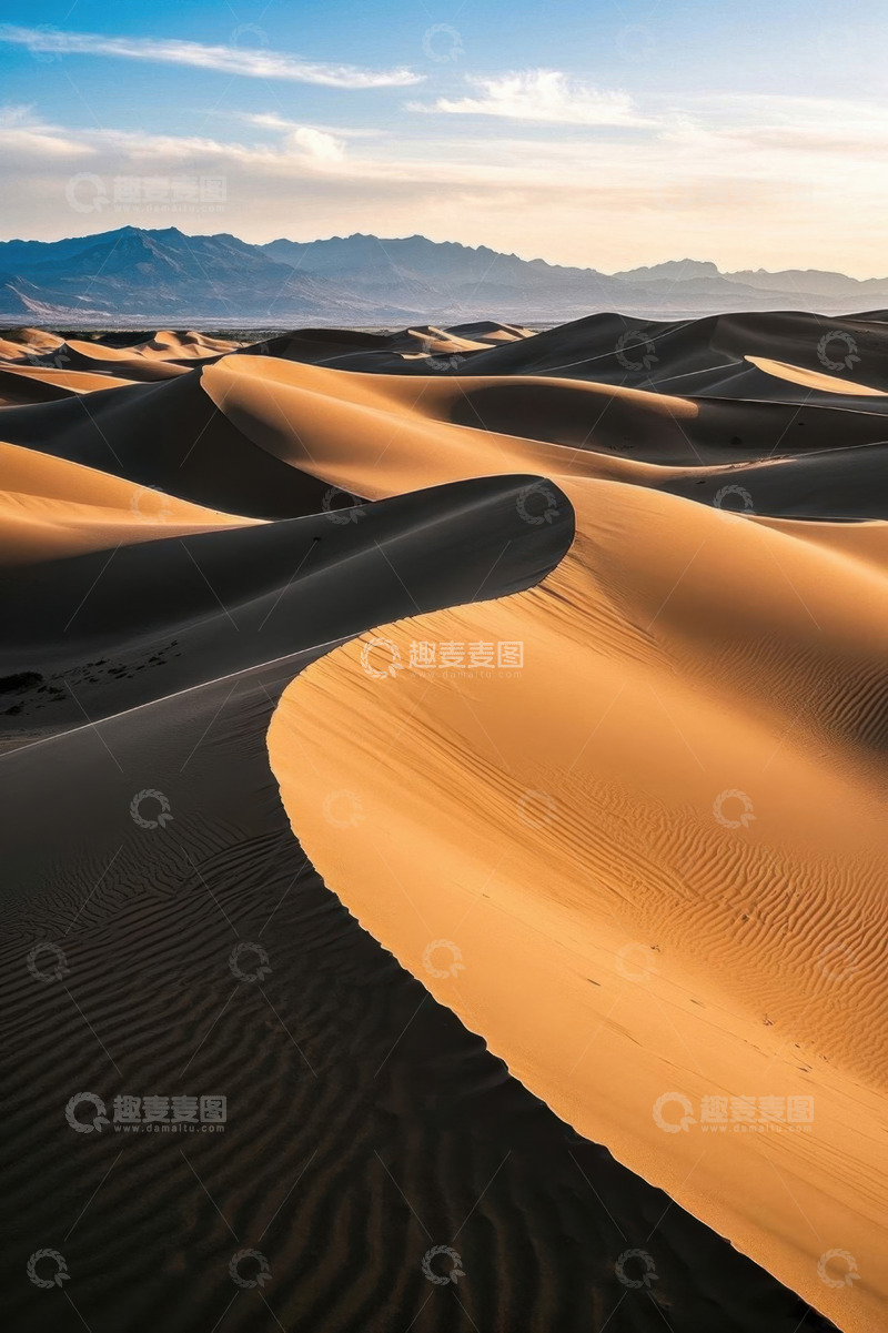 高清大图下载【趣麦麦图】广袤沙漠连绵沙丘自然景观